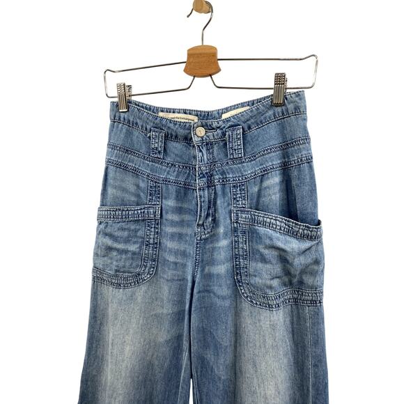 Anthropologie chambray lightwieght wide leg pants - Picture 2 of 4